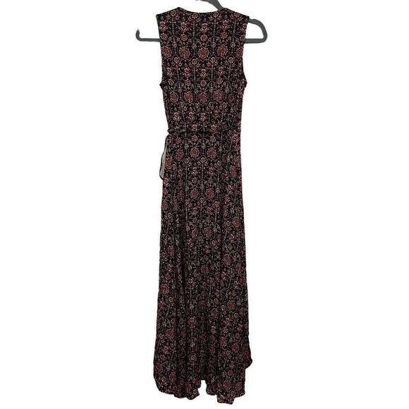 Lulus floral wrapped maxi dress black & red size small - Picture 3 of 5